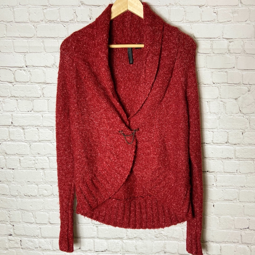 Nine West Red Cowl-neck Cardigan Small - Picture 2 of 5
